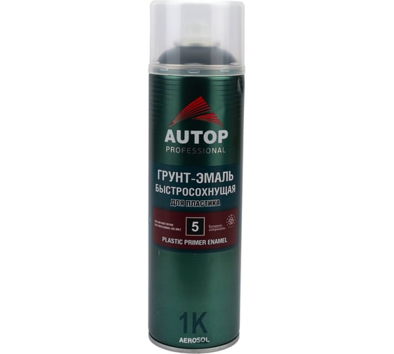 Грунт-эмаль для пластика AUTOP Professional №5, чёрный, аэрозоль 650 мл ATP-A07275