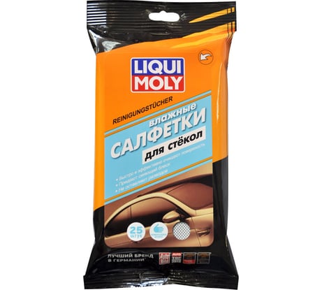 Влажные салфетки для стёкол, зеркал и фар 25шт LIQUI MOLY REINIGUNGSTUCHER 77168