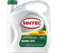 Антифриз Sintec euro g11 (-40) зеленый 5,5 кг, гибридный, силикатный, акция 500г в подарок 800554