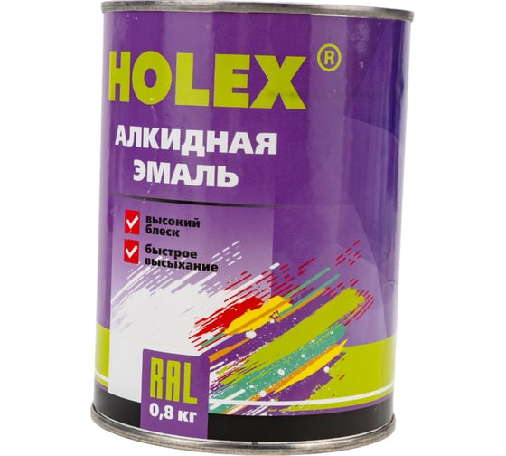 Алкидная автоэмаль HOLEX 201 белая, 0.8 кг HAS-59007