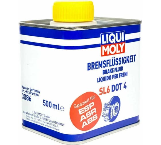 Тормозная жидкость, 0.5л LIQUI MOLY Bremsflussigkeit SL6 DOT 4 3086