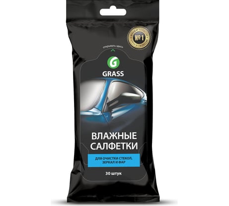 Влажные салфетки для очистки стекол, зеркал и фар 30 шт Grass IT-0313