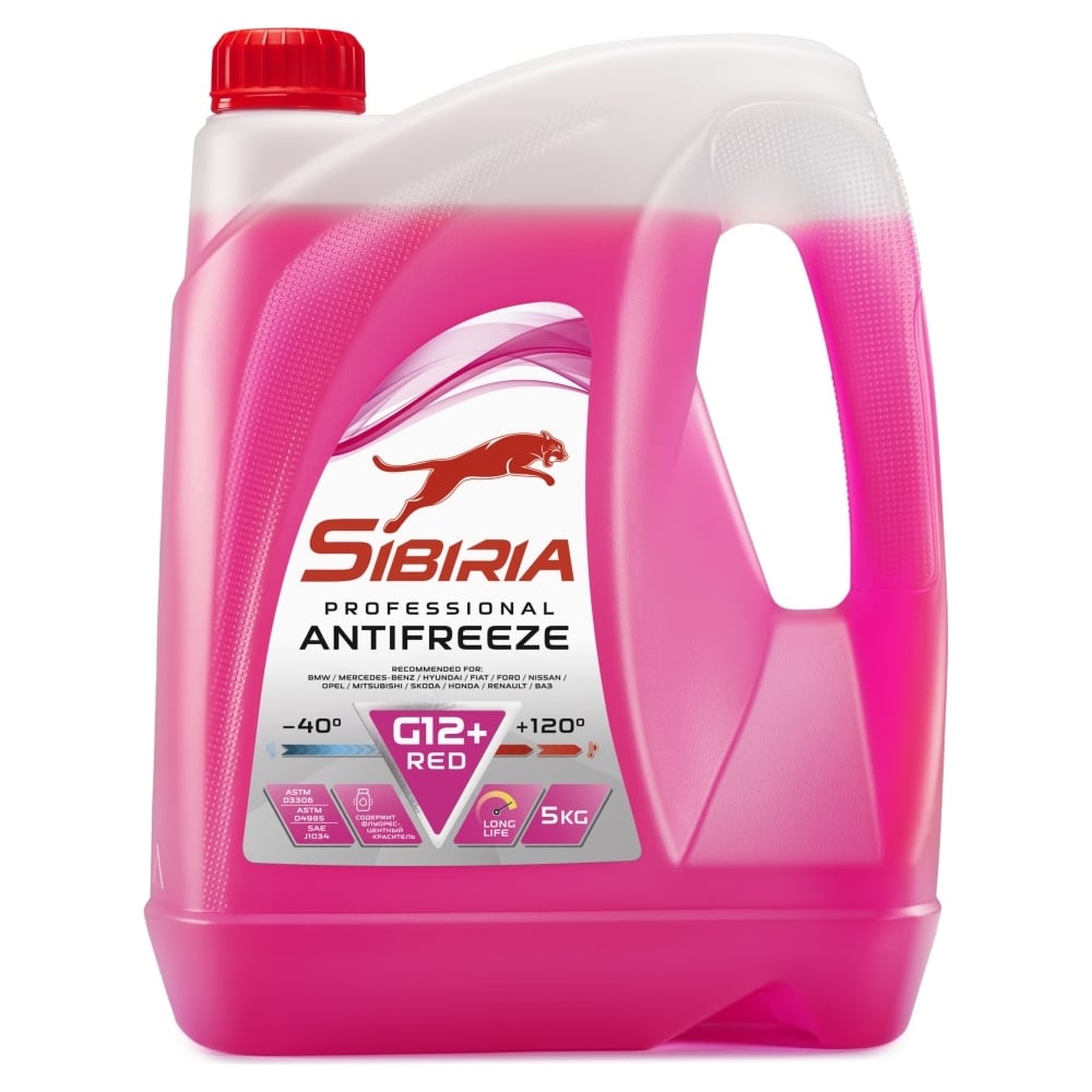  Sibiria antifreeze g12+, -40, красный, 5 кг, карбоксилатный .
