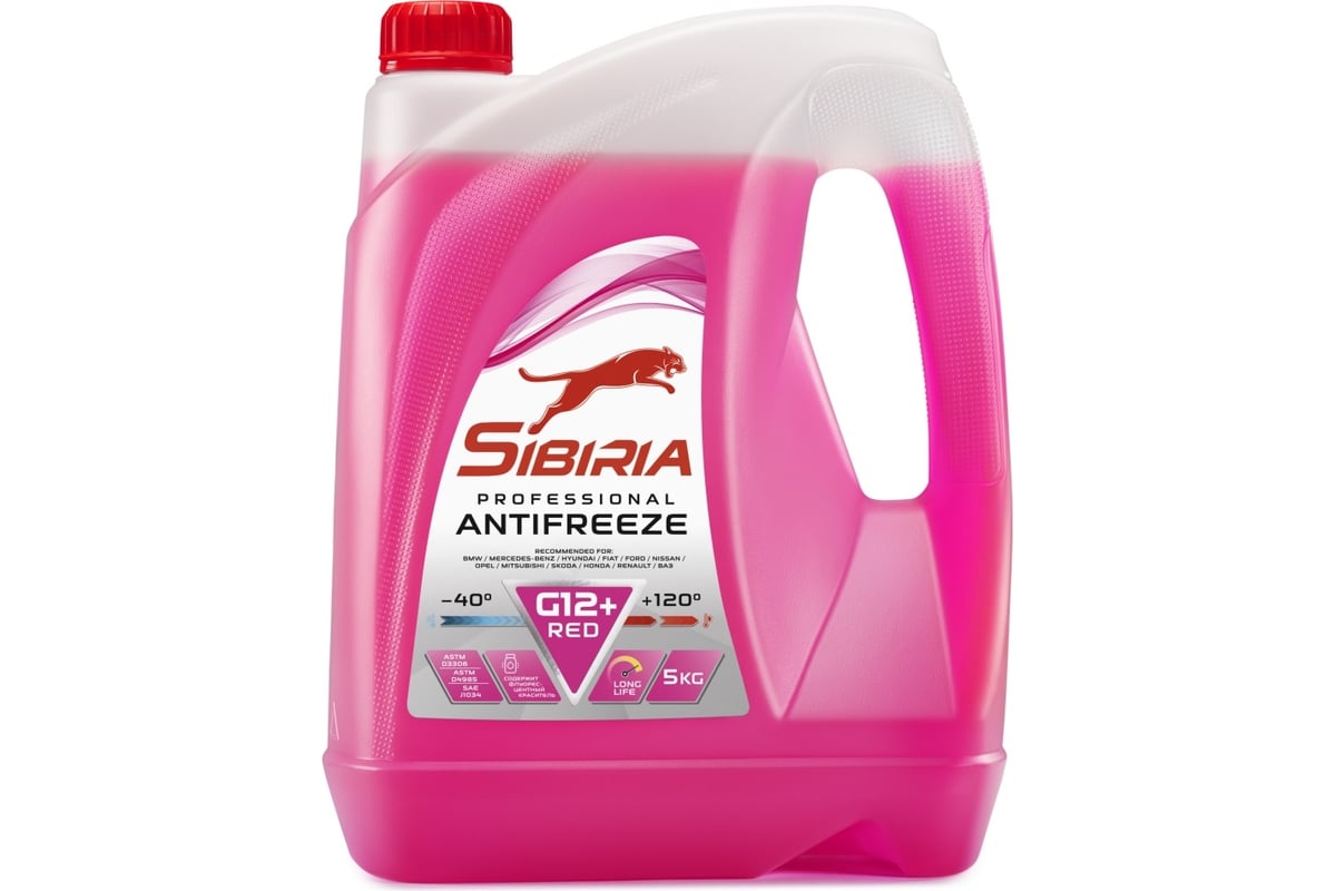 Антифриз Sibiria antifreeze g12+, -40, красный, 5 кг, карбоксилатный 805600  - выгодная цена, отзывы, характеристики, фото - купить в Москве и РФ