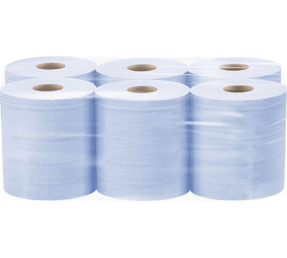 Протирочное полотенце Jasmin professional 2 сл., 6 рул., 22x35 см, 500 отр., синее, d 6 см центр. вытяжка, синее (м2, м4) ПП500223