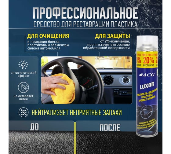 Очиститель-полироль пластика ACG LUXOR с ароматом ваниль ,1 л 1023090