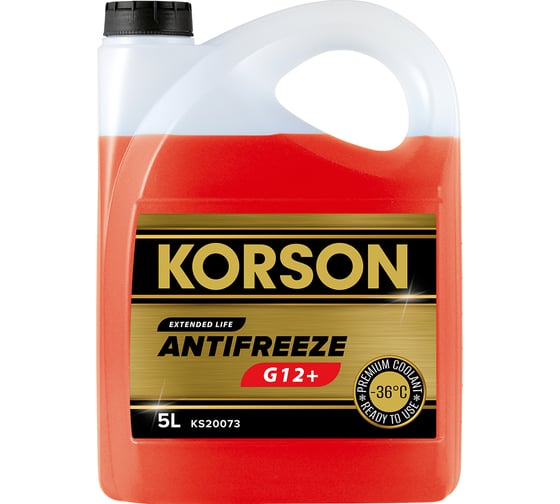 Антифриз KORSON готовый раствор, G12+, -36, красный 5 л KS20073 1