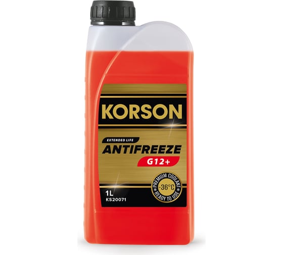 Антифриз KORSON готовый раствор, G12+, -36, красный 1 л KS20071 1