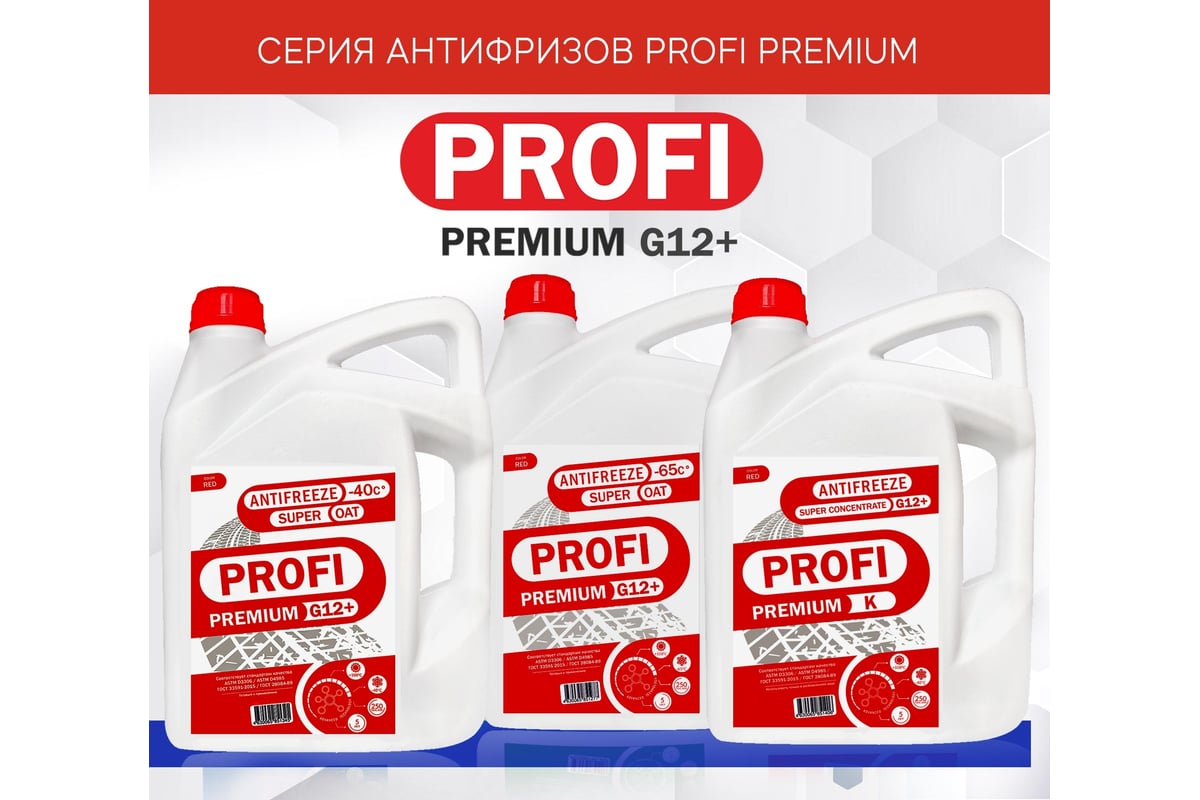 Антифриз PROFI PREMIUM -40 красный G12+, канистра 5 кг 12-40-005 - выгодная  цена, отзывы, характеристики, фото - купить в Москве и РФ