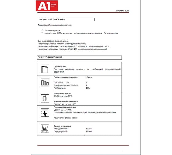 Матовый лак A1 MATT CLEAR для авто, в комплекте с отвердителем 1 л + 0.5 л S1-601CM-1500