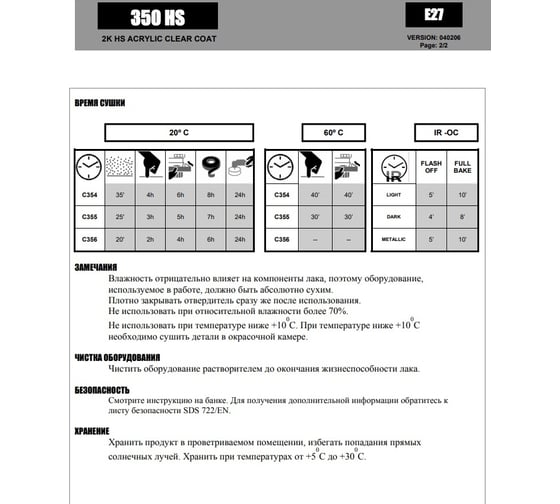 Акриловый лак ROBERLO 2K ELITE 350HS 5 л, без отвердителя 62949