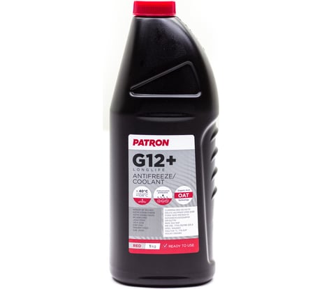 Антифриз PATRON 1 кг (0.87 л), красный, готовый, RED G12+, TL 774-D/F, G012A8DA1, G012A8FA1, WSS-M97B44-D, 6277M, MAN 324 SNF, MB 325.3, 1940663, 1381080 PCF2001