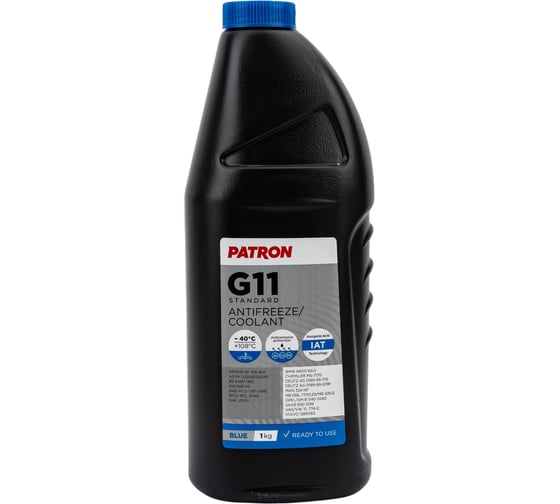 Антифриз PATRON 1 кг (0.87 л), синий, готовый, BLUE G11, TL 774-C, G011A8CA1, 83512355290, N600690, MAN 324 NF, MB 325.0, B0400240, 6901599, 1286083 PCF3001