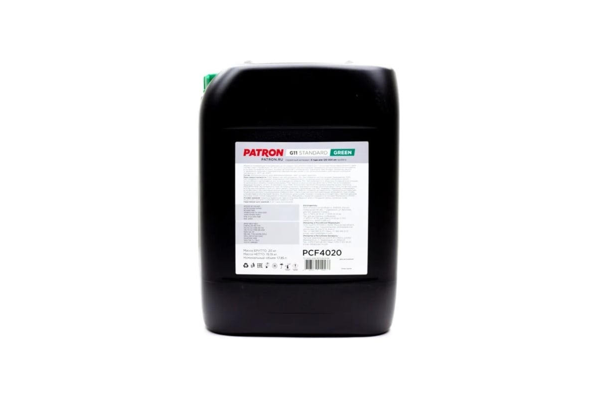 Антифриз PATRON 20 кг (17.85 л), зеленый, готовый, GREEN G11, TL 774-C ...