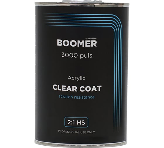 Акриловый лак BOOMER прозрачный 2:1 HS, 1 л, без отвердителя 3000/1