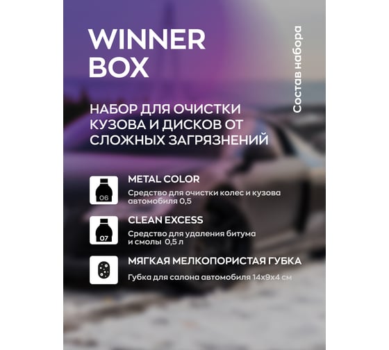 Набор автохимии для кузова автомобиля Smart Open winner box 15WINB