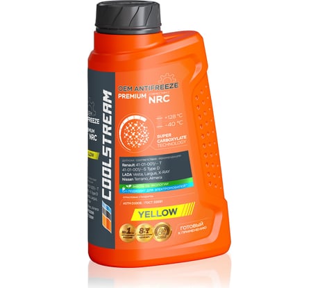 Охлаждающая жидкость CoolStream Антифриз Premium 40 nrc канистра 1 кг, желтый CS-010101-YE