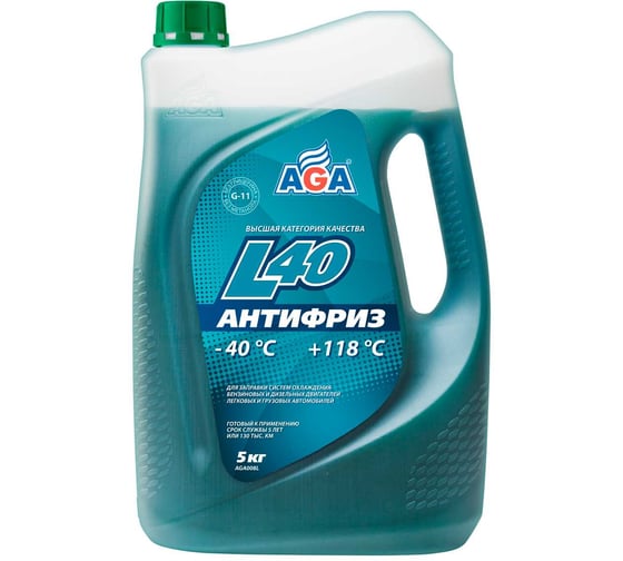 Антифриз сине-зеленый G11 AGA 5 кг, -40С+118С, готовый к применению AGA008L 1