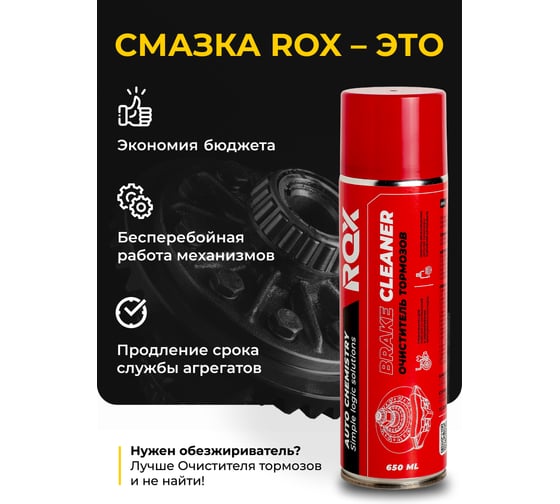 Очиститель тормозов ROX BRAKE CLEANER аэрозольный баллон 650 мл R181