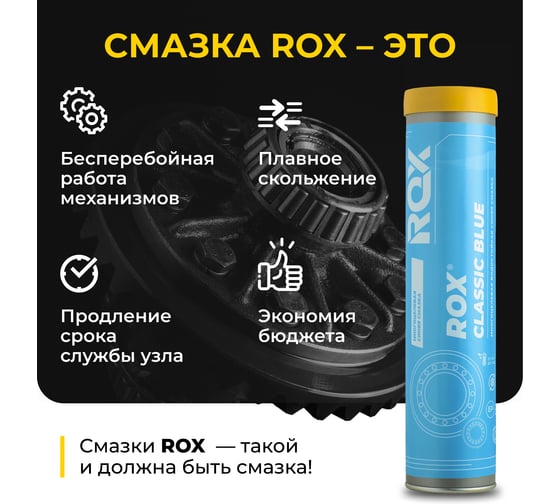 Многоцелевая водостойкая синяя автомобильная смазка CLASSIC BLUE Туба 370 гр ROX R147