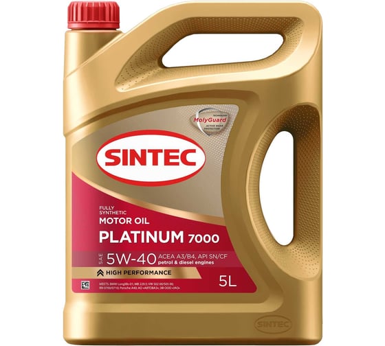 Моторное масло Sintec platinum 7000 5w-40 a3/b4 sn/cf 5л 600296