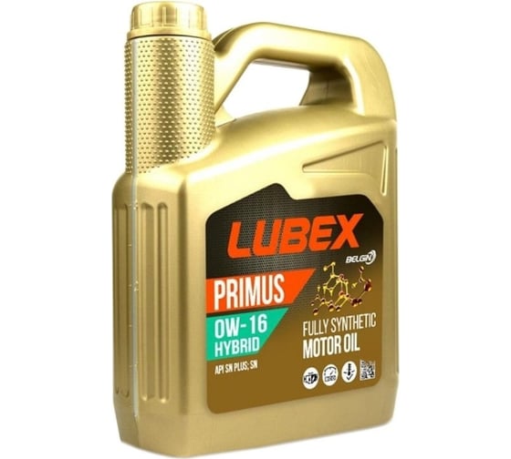 Моторное масло Lubex PRIMUS HYBRID синтетическое, 0W-16, SN+RC/SN Plus, 5 л L034-1316-0405 1