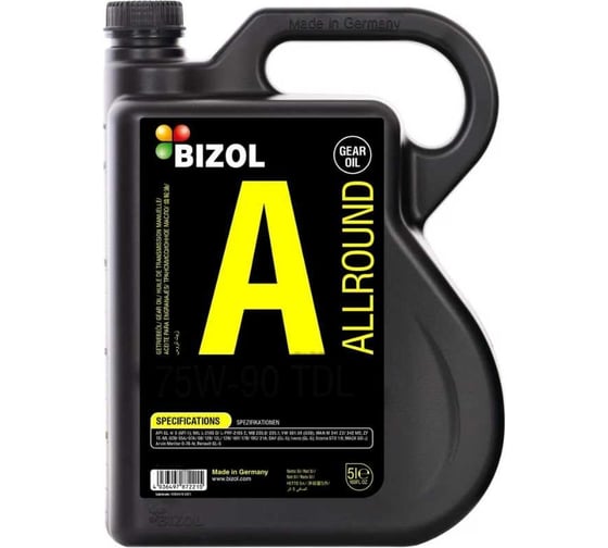 Синтетическое трансмиссионное масло Bizol Allround Gear Oil TDL 75W-90 UNI, 5 л 88221 1