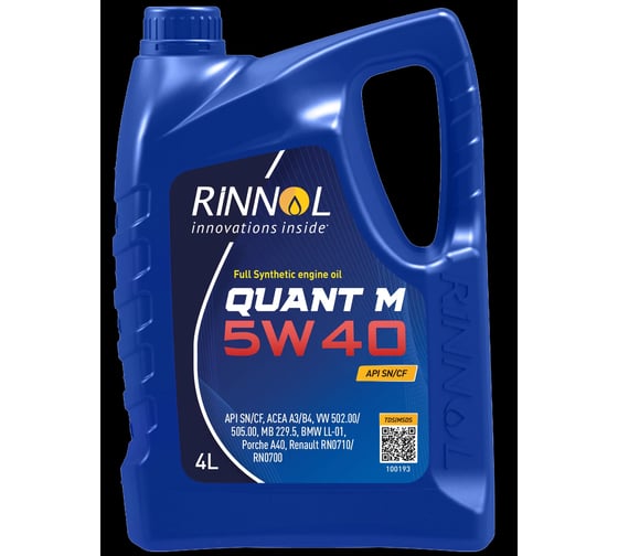 Моторное синтетическое масло RINNOL QUANT M 5W-40, 4 л 100193