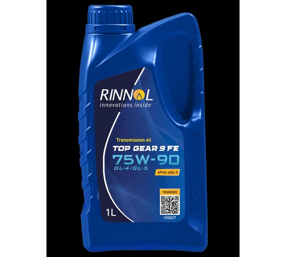Трансмиссионное синтетическое масло RINNOL TOP GEAR 9 FE 75W90, GL4/GL5, 1 л 100827