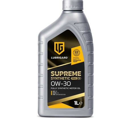 Моторное масло lubrigard SUPREME SYNTHETIC PRO C3, 0W-30 LGPSPMSC3030CH12