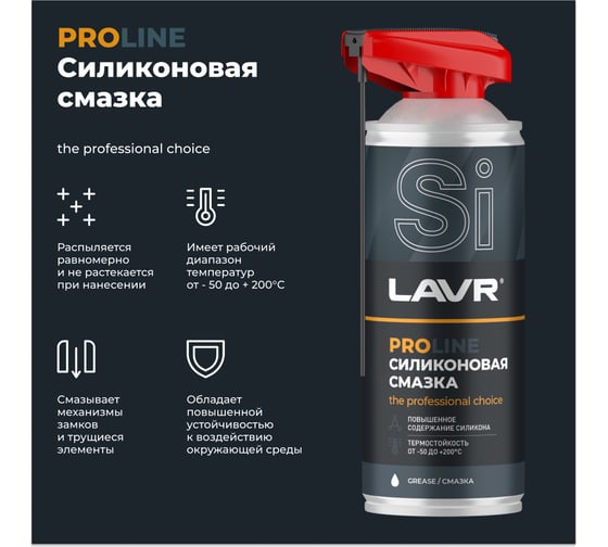 Силиконовая смазка LAVR PROline, 520 мл Ln3532