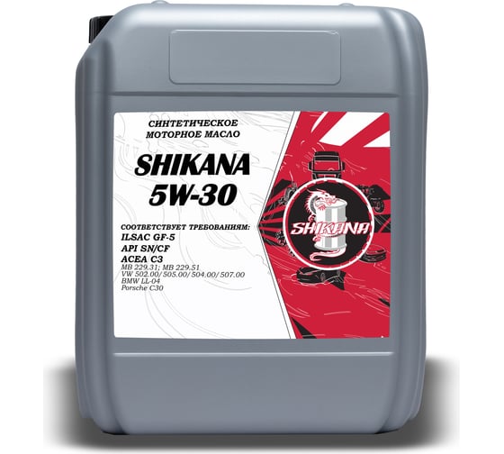 Синтетическое масло SHIKANA se sae 5w30 api sn/cf c3 20л 78620