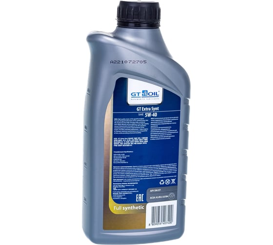 Масло Extra Synt, SAE 5W-40, API SN/CF, 1 л GT OIL 8809059407400