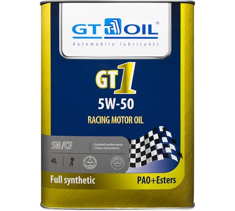 Масло GT1 5W-50, API SM/CF, 4л GT OIL 8809059407196