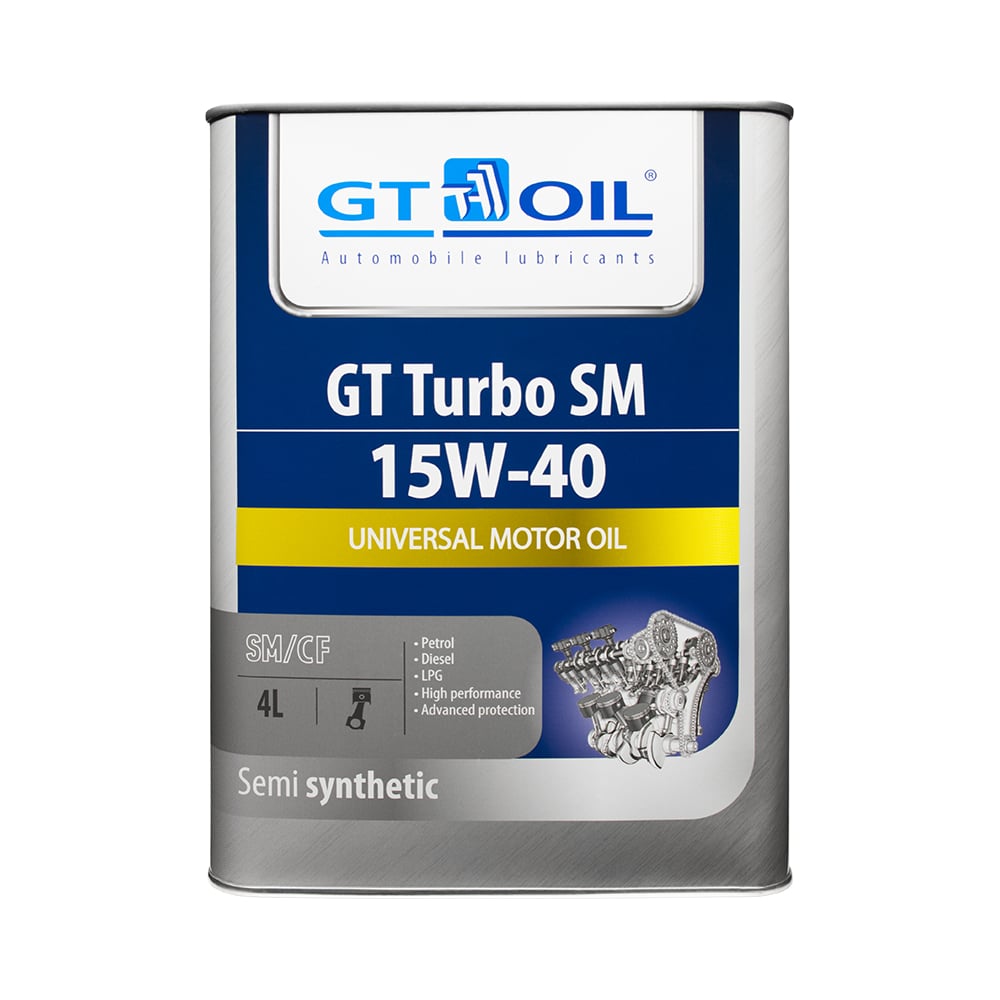 Масло Turbo SM, SAE 15W-40, API SM/CF, 4л GT OIL 8809059407042 ...