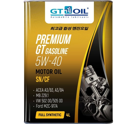 Масло Premium Gasoline, SAE 5W-40, API SN/CF, 4л GT OIL 8809059407226