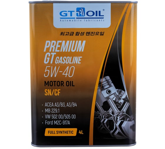 Масло Premium Gasoline, SAE 5W-40, API SN/CF, 4л GT OIL 8809059407226