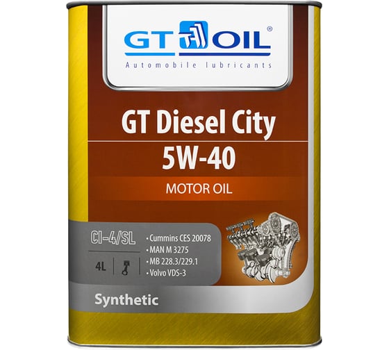 Масло Diesel City, SAE 5W-40, API CI-4/SL, 4 л GT OIL 8809059408001