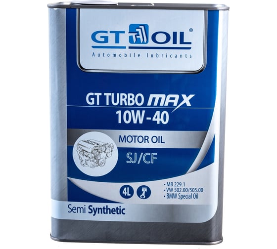 Масло Turbo Max, SAE 10W-40, API SJ/CF, 4л GT OIL 8809059408636 1