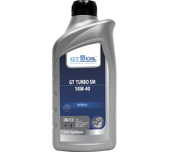 Масло Turbo SM, SAE 10W-40, API SM,SN/CF, 1 л GT OIL 8809059407011
