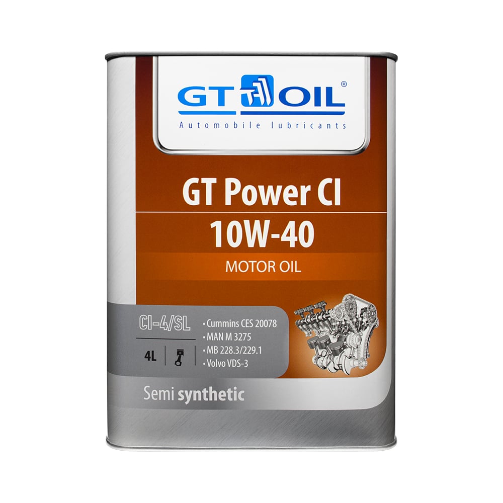 Масло Power CI, SAE 10W-40, API CI-4/SL, 4 л GT OIL 8809059407523 ...