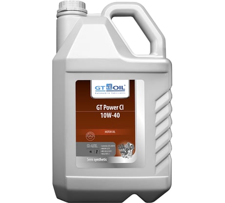 Масло Power CI, SAE 10W-40, API CI-4/SL, 6 л GT OIL 8809059407752