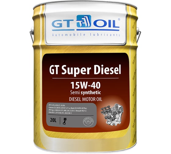 Масло Super Diesel, SAE 15W-40, API CI-4/SL, 20 л GT OIL 8809059407080 1