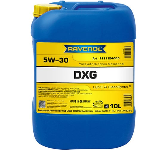 Моторное масло RAVENOL DXG SAE 5W-30, 10 л 1111124-010-01-999