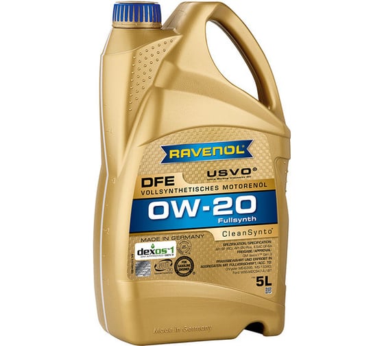 Моторное масло RAVENOL DFE SAE 0W-20, 5 л new 1111109-005-01-999