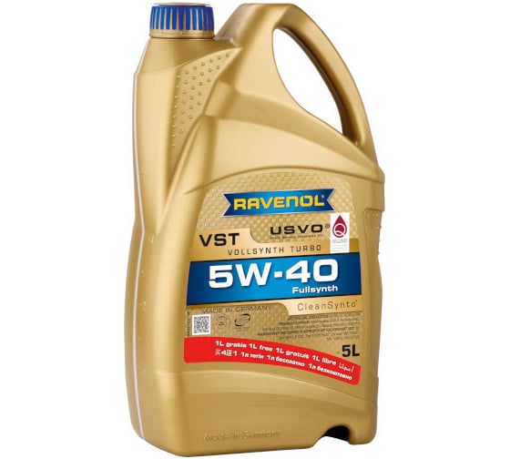 Моторное масло RAVENOL VST SAE 5W-40, 5 л 4+1 1111136-A05-01-909