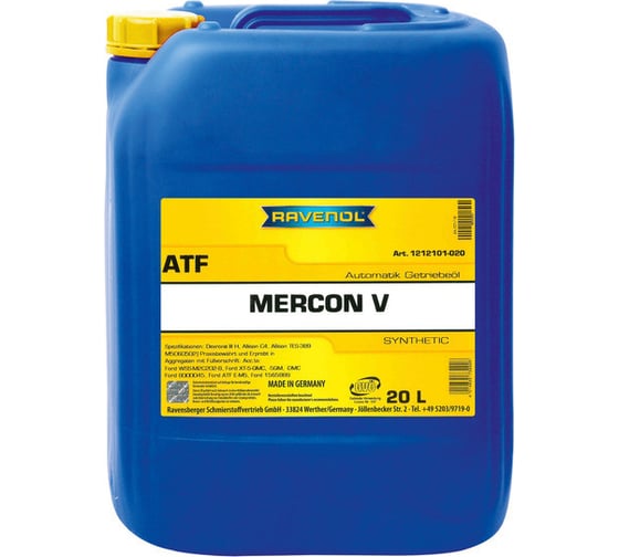 Трансмиссионное масло RAVENOL ATF Mercon V, 20л 1212101-020-01-999