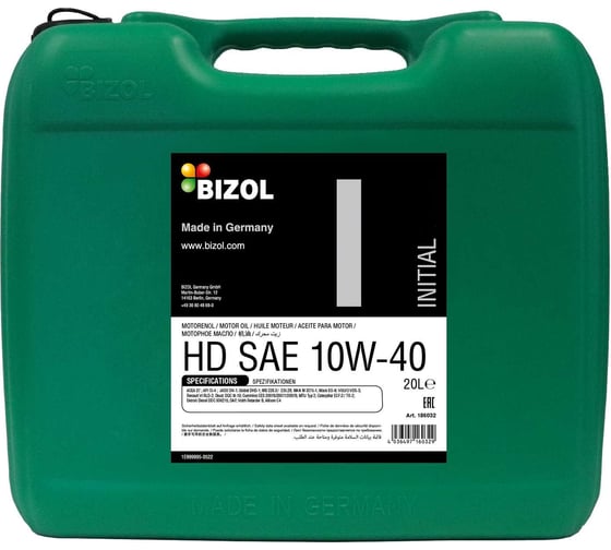 НС-синтетическое моторное масло Bizol Initial HD 10W-40, 20 л 186032 1
