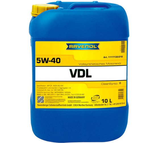 Моторное масло RAVENOL VDL SAE 5W-40, 10 л 1111132-010-01-999