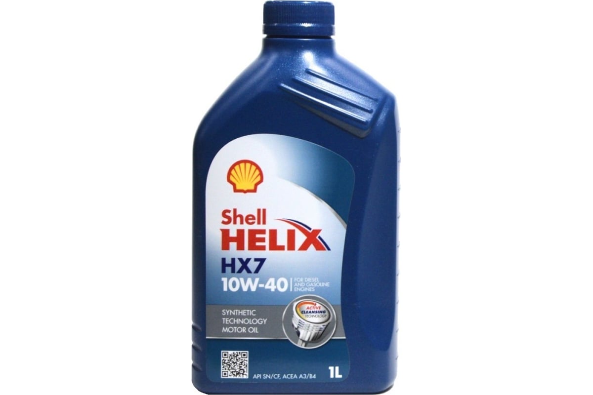 Масло моторное Shell Helix HX7 10w40, полусинтетическое, API SN/SN+, ACEA A3/B3/B4, универсальное, 1л, арт. 550051574